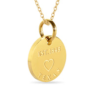 Texas Map Engraved Charm Necklace - 18K Gold Plate