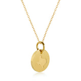 Texas Map Engraved Charm Necklace - 18K Gold Plate