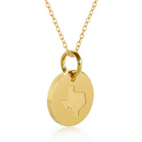 Texas Map Engraved Charm Necklace - 18K Gold Plate