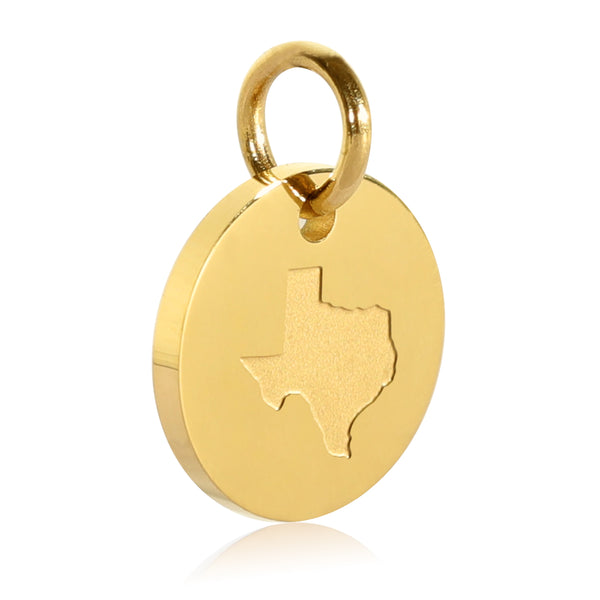 Texas Map Engraved Charm