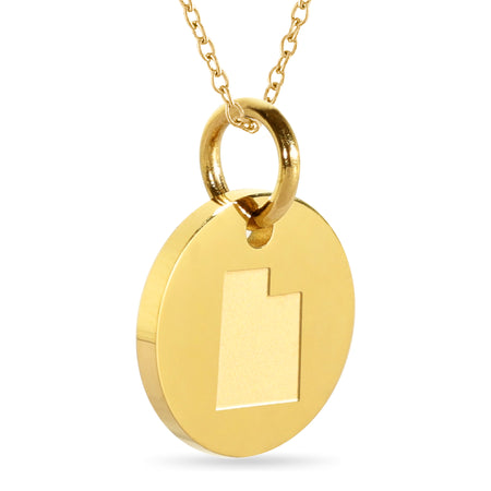 Indiana Map Engraved Charm Necklace - 18K Gold Plate