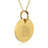 Utah Map Engraved Charm Necklace - 18K Gold Plate