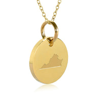 Virginia Map Engraved Charm Necklace - 18K Gold Plate