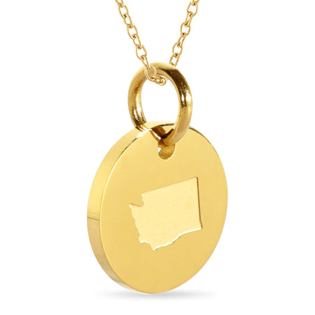 New Jersey Map Engraved Charm Necklace - 18K Gold Plate