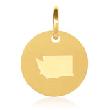 Washington Map Engraved Charm Necklace - 18K Gold Plate