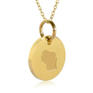 Wisconsin Map Engraved Charm Necklace - 18K Gold Plate