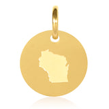 Wisconsin Map Engraved Charm Necklace - 18K Gold Plate