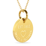 West Virginia Map Engraved Charm Necklace - 18K Gold Plate