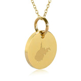 West Virginia Map Engraved Charm Necklace - 18K Gold Plate