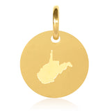 West Virginia Map Engraved Charm Necklace - 18K Gold Plate