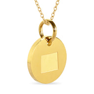 Wyoming Map Engraved Charm Necklace - 18K Gold Plate