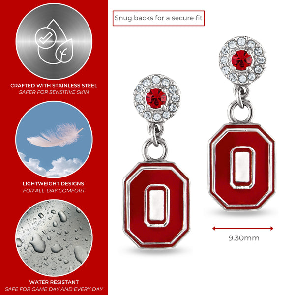 Ohio State Block O Crystal Drop Earrings