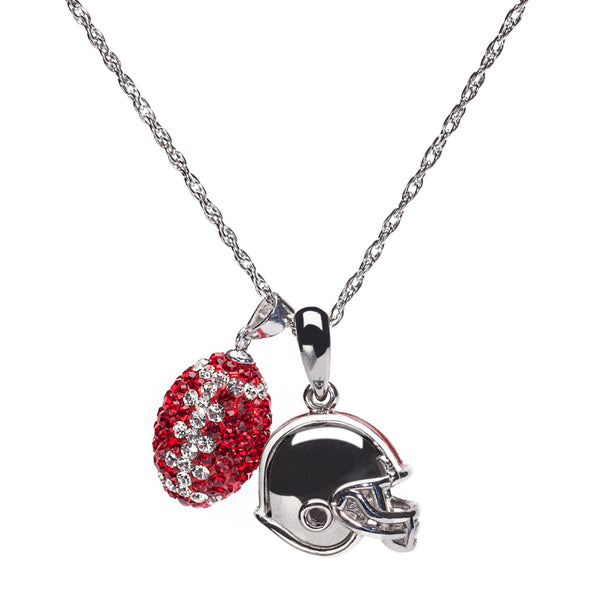 OSU Football Helmet and Crystal Football Charm Necklace