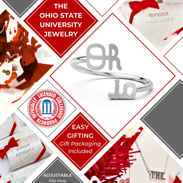 Ohio State Script Oh-io Adjustable Ring