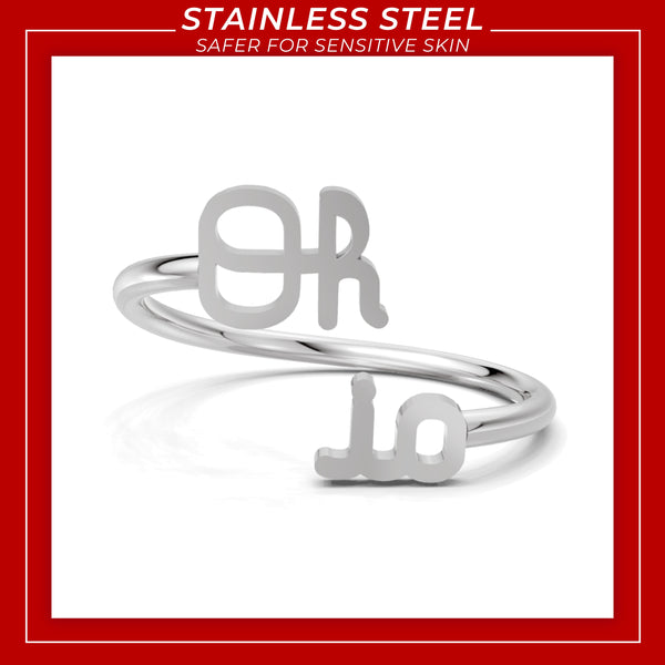 Ohio State Script Oh-io Adjustable Ring