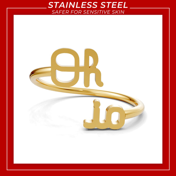 Ohio State Script Oh-io Adjustable Ring - 18K Gold Plated