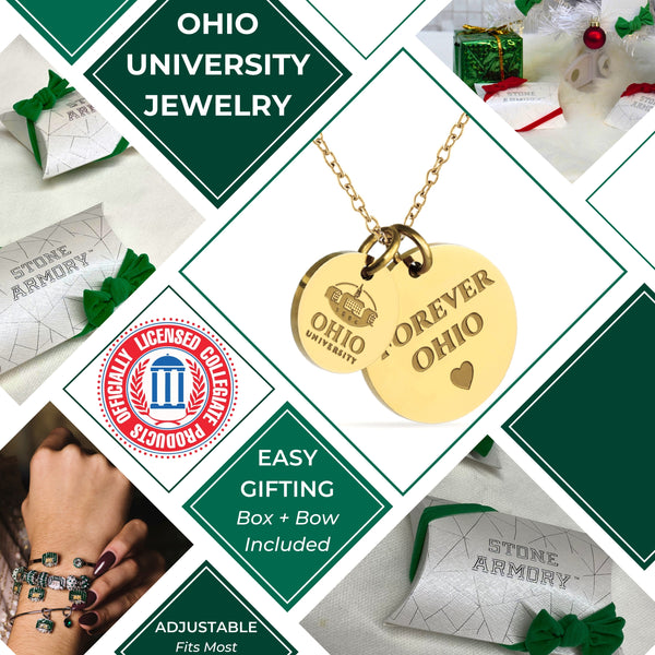 Ohio Bobcats Coin Charm Necklace - 18K Gold Dipped