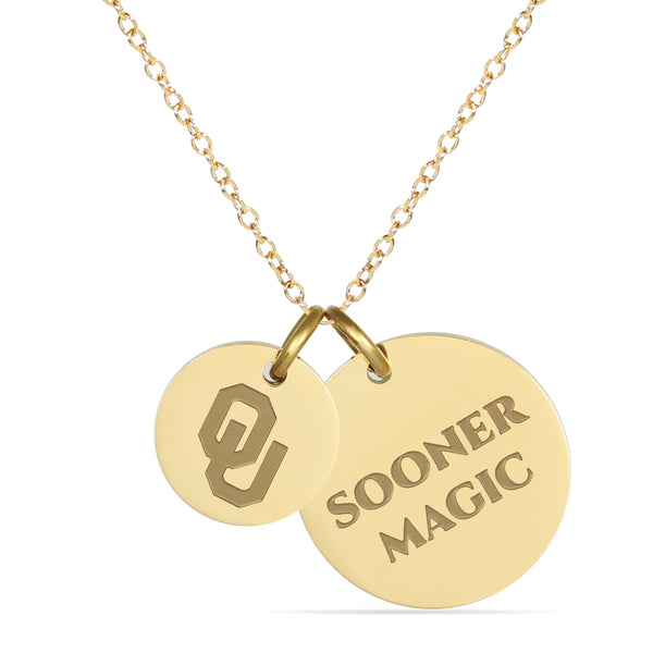 Oklahoma Sooners Coin Charm Necklace - 18K Gold Dipped