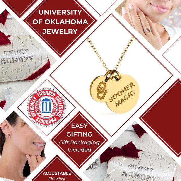 Oklahoma Sooners Coin Charm Necklace - 18K Gold Dipped