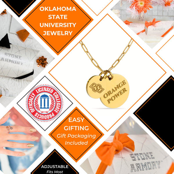 Oklahoma State Paperclip Chain Charm Necklace