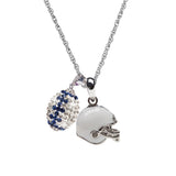 Penn State Helmet + Crystal Football Pendant Necklace