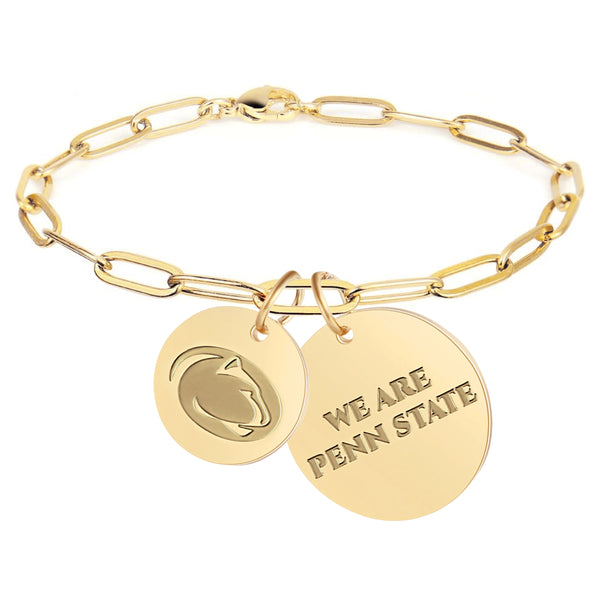 Penn State Link Chain Charm Bracelet - 18K Gold Dipped