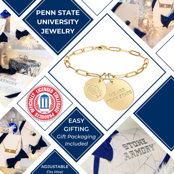 Penn State Link Chain Charm Bracelet - 18K Gold Dipped