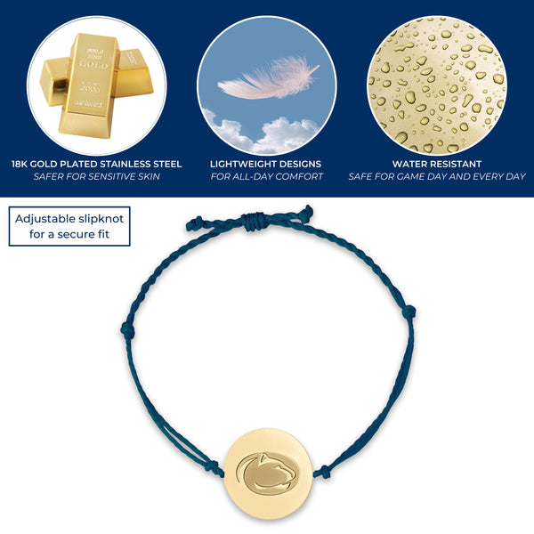 Penn State Cord Bracelet - 18K Gold Dipped Pendant