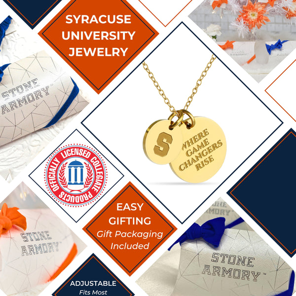 Syracuse University Coin Charm Necklace - 18K Gold Dipped