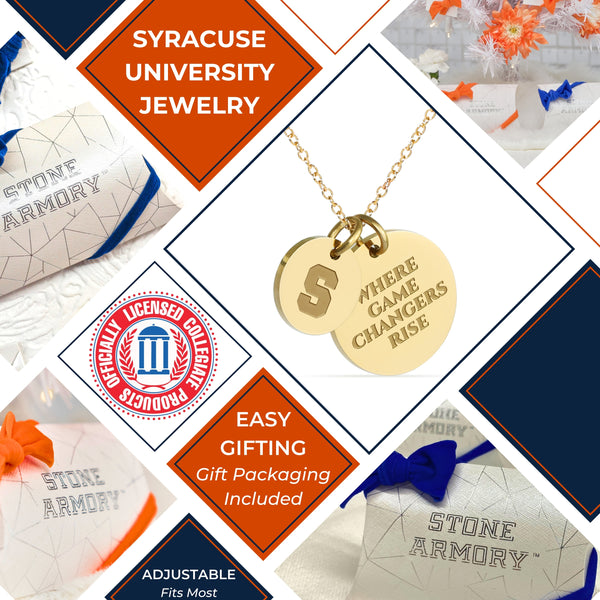 Syracuse University Coin Charm Necklace - 18K Gold Dipped