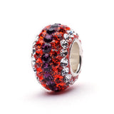 Orange, Purple and Clear Striped Crystal Bead Charm