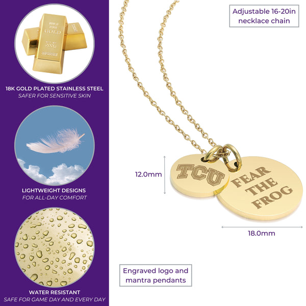 TCU Coin Charm Necklace - 18K Gold Dipped