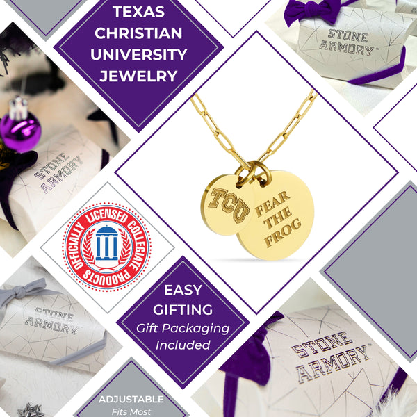 TCU Paperclip Chain Charm Necklace