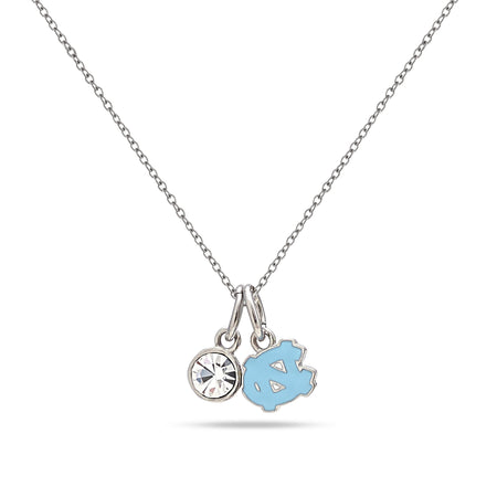 Clear and Blue Crystal Football Charm Pendant Necklace