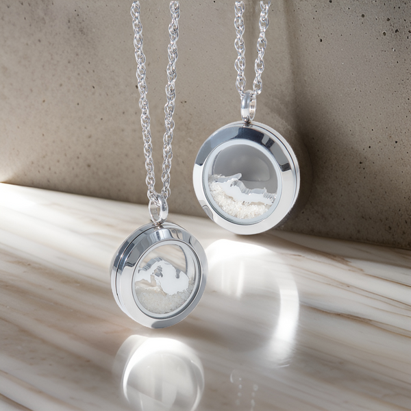 Fillable Floating Locket Necklace - Upper Peninsula Map Charm – Stone ...