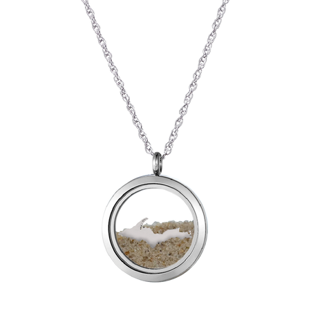 Fillable Floating Locket Necklace - Michigan Map Charm