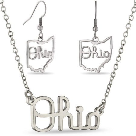 Ohio State Block O Crystal Earring and Necklace Set