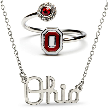 Ohio State Script Oh-io Adjustable Ring
