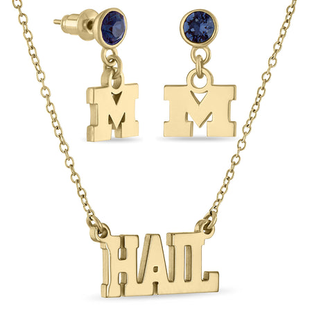Yellow With Blue Crystal Football Necklace Pendant
