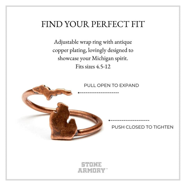 Love Michigan Ring - Antique Copper Plated