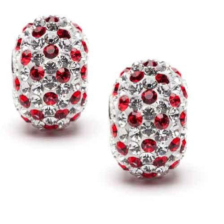 Red and Clear Crystal Football Earrings