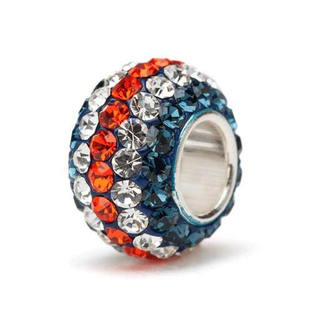 Blue, Orange and Clear Spotted Crystal Bead Charm