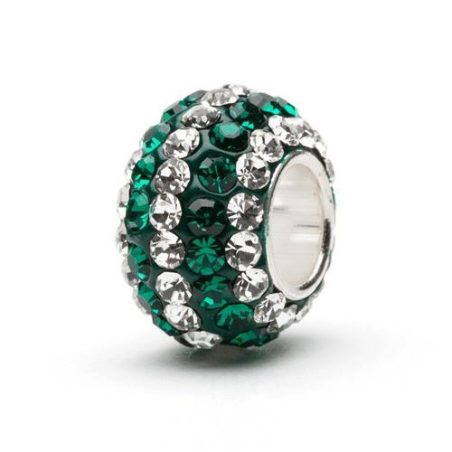 Green With Clear Stripe Crystal Charm