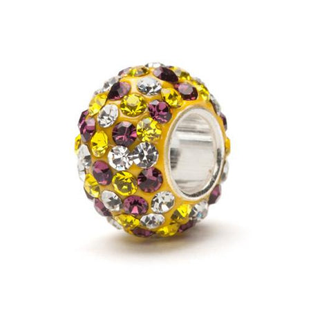 Purple, Orange and Clear Spotted Crystal Bead Charm