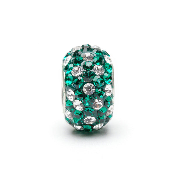 Green and White Crystal Charm Bead