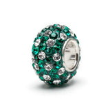 Green and White Crystal Charm Bead