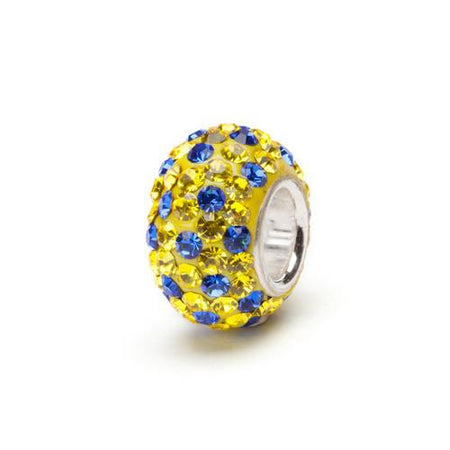 Blue with Yellow Crystal Bead Charm