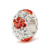 Clear and Orange Paw Crystal Bead Charm - Fits Pandora
