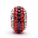 Orange, Purple and Clear Striped Crystal Bead Charm