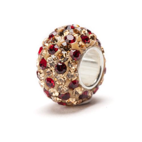 Gold and Red Spotted Crystal Bead Charm